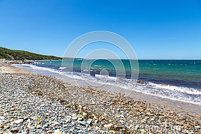 Beach along cedar tree neck sanctuary, Martha`s Vineyard, MA Stock Photo