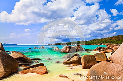 Beach Anse Lazio at island Praslin, Seychelles Stock Photo