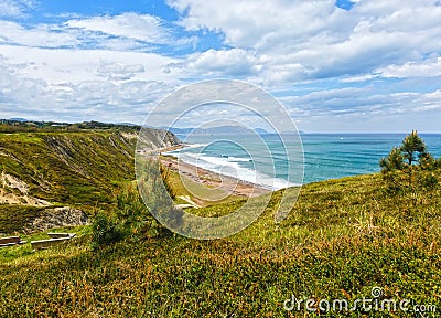 Beach Azkorri or Gorrondatxe view. Stock Photo