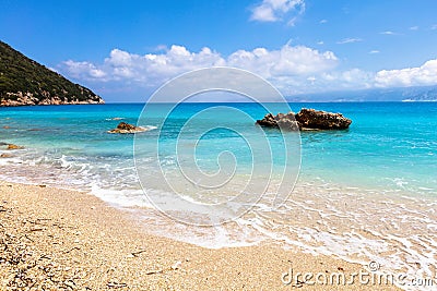 Beach with azure water and white sand Stock Photo