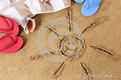 Beach summer smiling sun Stock Photo