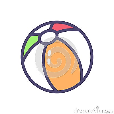 Beach ball icon. Vector filled thin outline illustration Vector Illustration