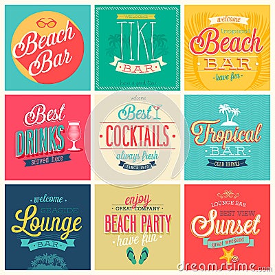 Beach Bar set Vector Illustration