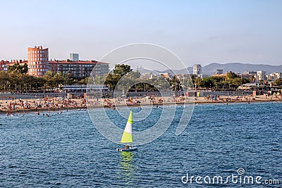 Beach in Barcelona, Spain Editorial Stock Photo