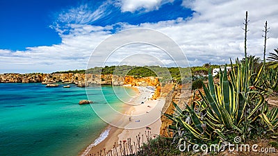 Beach of Barranco das Canas in Portimao, Algarve, Portugal. Praia do Barranco das Canas in Portimao, Portugal, Algarve Stock Photo