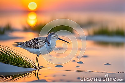 Beach Beauty: Sandpiper with Sharp Focus and Beady Eyes Stock Photo