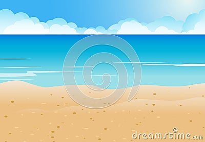 Beach and blue sea background Vector Illustration