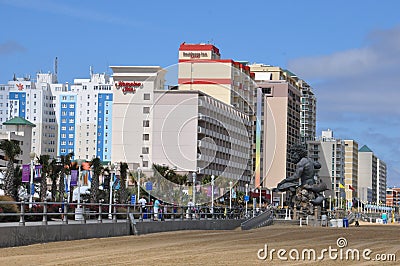 Beach and Boardwalk at Virginia Beach Editorial Stock Photo