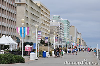 Beach and Boardwalk at Virginia Beach Editorial Stock Photo