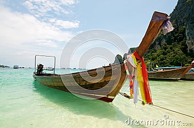 Beach Boat Thailand Stock Photo