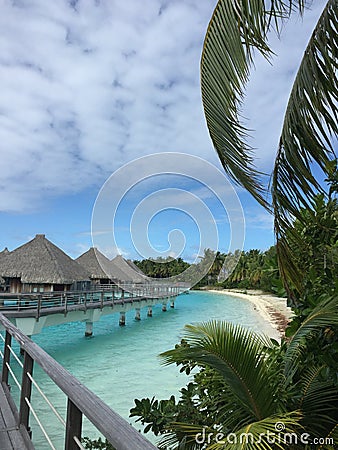 Beach at Bora Bora resort Stock Photo