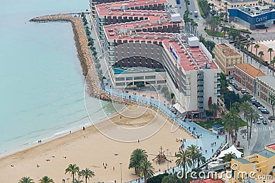 Beach and boulevard of Alicante Editorial Stock Photo