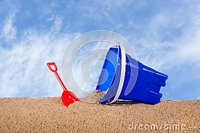 Beach bucket Stock Photo