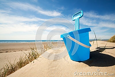 Beach bucket and spade Stock Photo