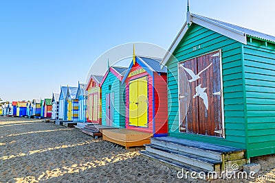 Beach cabins at Brighton beach, Melbourne, Australia Editorial Stock Photo