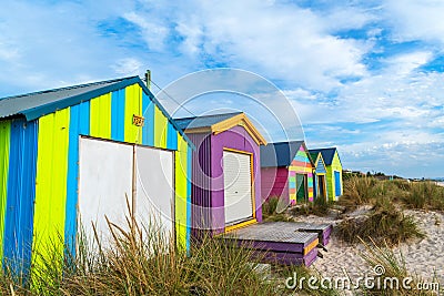 Beach cabins on the Chelsea beach, Victoria, Australia 2 Editorial Stock Photo