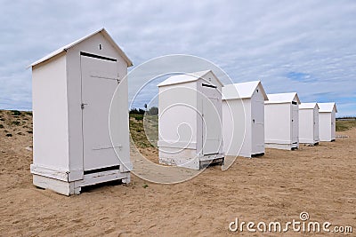 Beach cabins at La Cible in Saint-Martin-en-Re Stock Photo