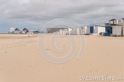 Beach cabins on the sand in the summertime Editorial Stock Photo