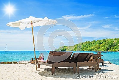 Beach chair on the beach in sunny day at Phuket, Thailand Stock Photo