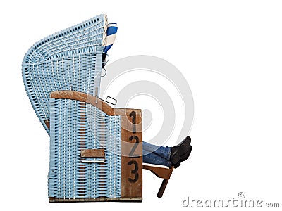 Beach Chair with feets side Stock Photo