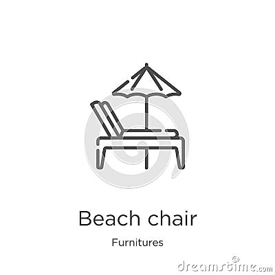 beach chair icon vector from furnitures collection. Thin line beach chair outline icon vector illustration. Outline, thin line Vector Illustration