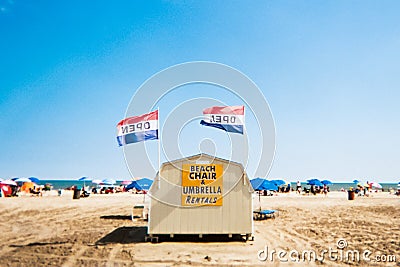 Beach chair rental kiosk on Wildwood Beach, New Jersey Stock Photo