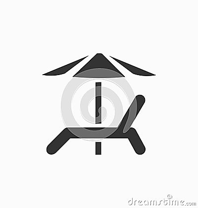 Beach chair with umbrella icon Vector Illustration