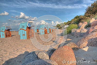 Beach chairs at baltic sea (HDR) Stock Photo