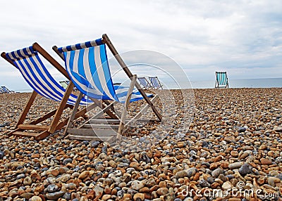 Beach Chairs on Brighton Beach Stock Photo