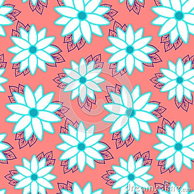 Beach cheerful seamless pattern wallpaper of tropical dark green leaves of palm trees and flowers bird of paradise strelitzia Stock Photo