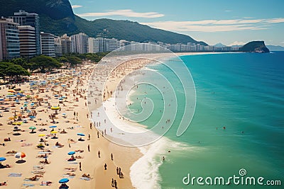 Beach in the city of Copacabana, Rio de Janeiro, Brazil, Copacabana beach in Rio de Janeiro, Brazil, Copacabana beach is the most Stock Photo