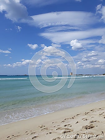 Beach with clear blue water in south Italy Stock Photo