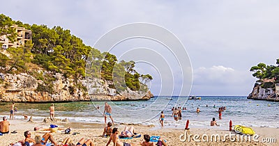 Beach, cliffs and bay Cala SantanyÃ­, Mallorca Balearic Islands Spain Editorial Stock Photo