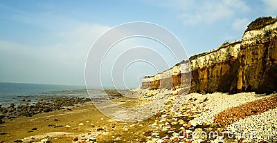 Beach and cliffs at the seaside resort of Hunstanton. Stock Photo