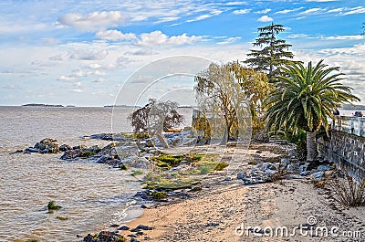 The beach in Colonia, waterfront, sea, Uruguay Stock Photo