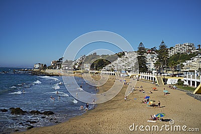 Beach at Concon on the Pacific Coast of Chile. Editorial Stock Photo