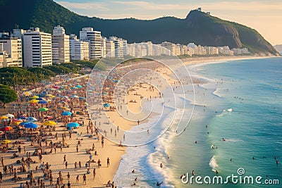 Beach of Copacabana, Rio de Janeiro, Brazil, Copacabana beach in Rio de Janeiro, Brazil, Copacabana beach is the most famous beach Stock Photo