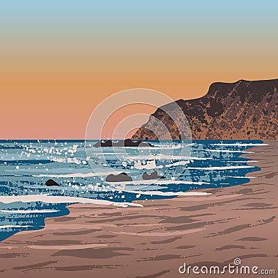 Beach in Crystal Cove Vector Illustration