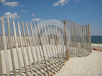 Beach Fence on New Jersey Shore Stock Photo