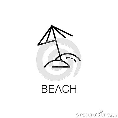 Beach flat icon or logo for web design. Vector Illustration