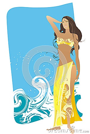 Beach girl Vector Illustration