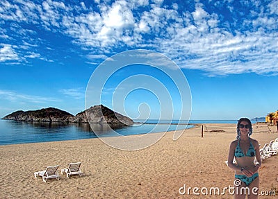 A Beach-goer on North Bay, San Carlos, Mexico Stock Photo