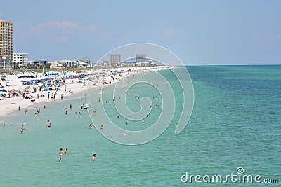 Beach goers at Pensacola Beach in Escambia County, Florida on the Gulf of Mexico, USA Stock Photo
