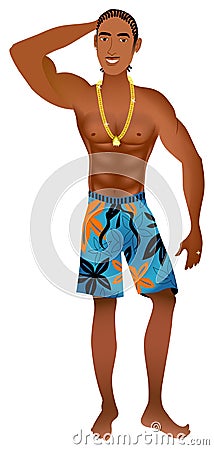 Beach Guy 1 Vector Illustration