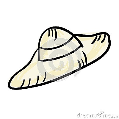 beach hat panama icon Cartoon Illustration