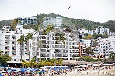 Beach and Hotels from Los Muertos Pier Editorial Stock Photo