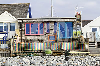 Beach house in Borth, Wales Editorial Stock Photo