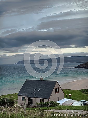 Beach house in the countryside of Scotland. Editorial Stock Photo