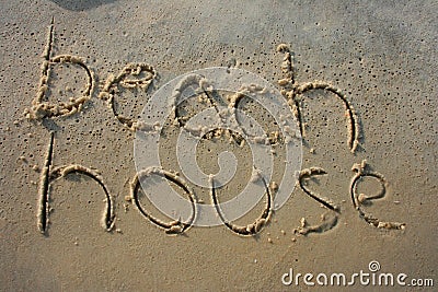 Beach House in sand Stock Photo