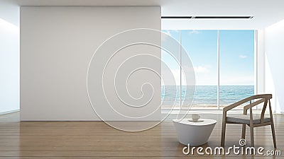 Beach house, Sea view interior of modern home Stock Photo